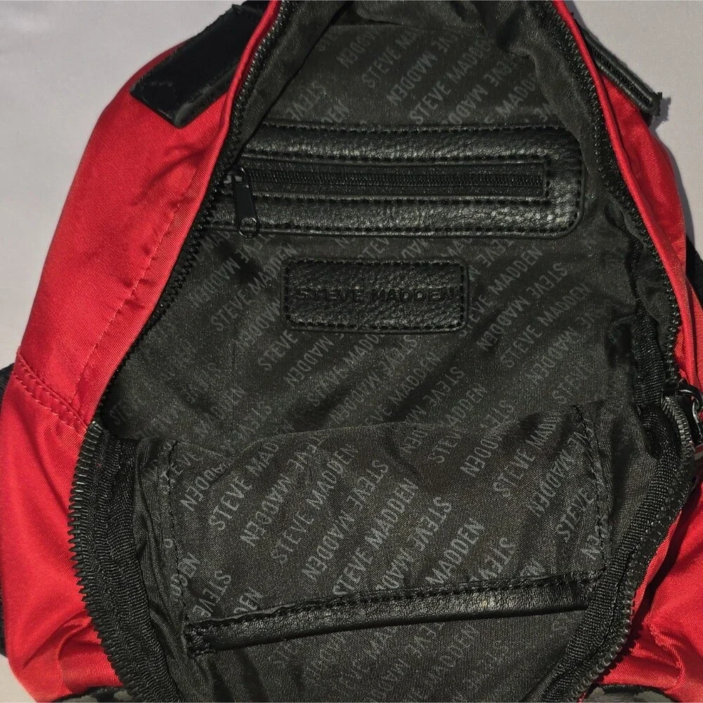 Steve Madden Kids Red/Black Mini Backpack Nylon Zip, Adjustable Straps School